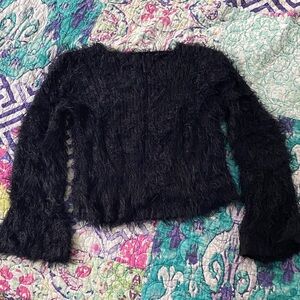 Black Fuzzy Long Sleeve Sweater